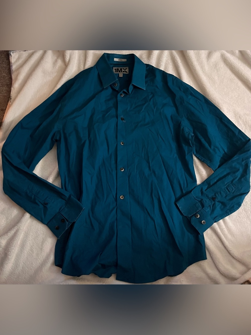 Express Men's Teal Long-Sleeve Dress Shirt